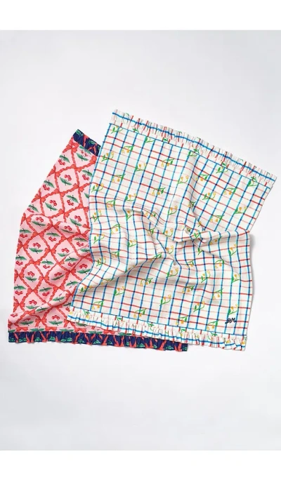 Damson Madder Set Of 2 Tea Towels In Multi