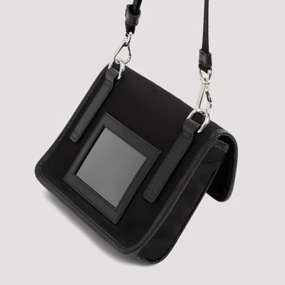 Prada Black Re-nylon And Saffiano Phone Holder In Black