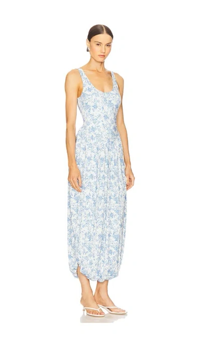 Caroline Constas Floral-pattern Maxi Dress In Blue