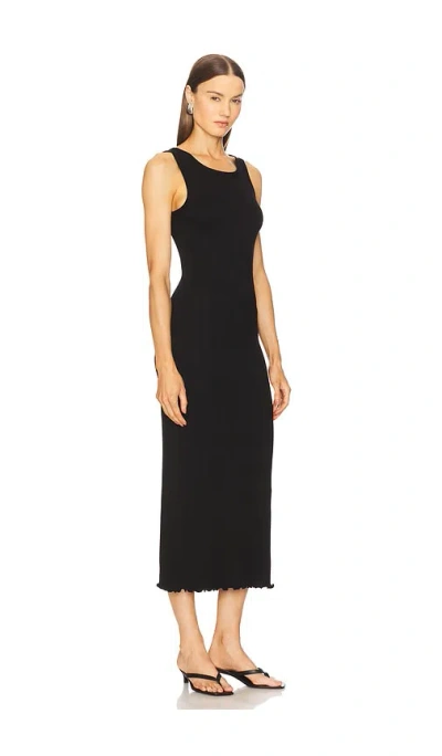 Enza Costa Lettuce Edge Boatneck Dress In Black