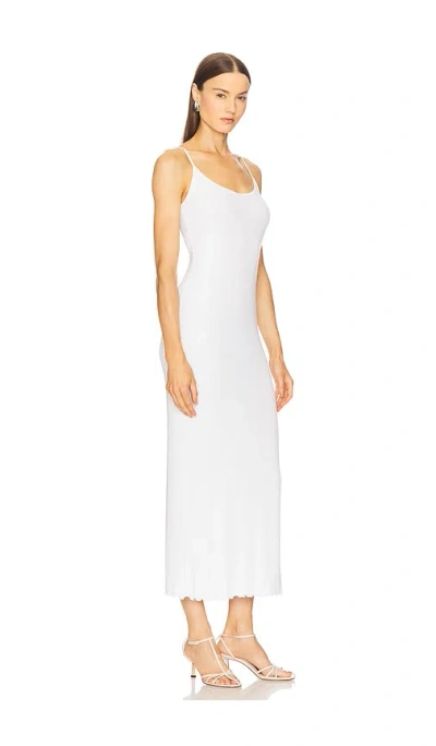 Enza Costa Silk Rib Lettuce Edge Dress In White