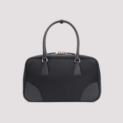 Prada Re-edition 1978 Medium Re-nylon And Saffiano Leather Two-handle Bag In Black