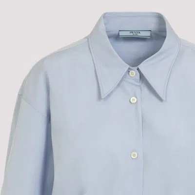 Prada Camicia In Popeline Azzurro  Donna In Blue