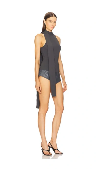 Lapointe Matte Viscose Hater Neck Top In Blue