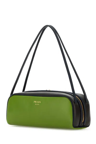 Prada Green Leather Shoulder Bag