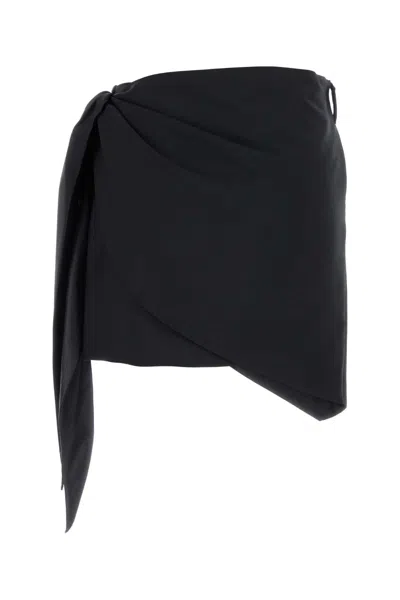 Prada Midnight Blue Mohair Blend Mini Skirt In Blue