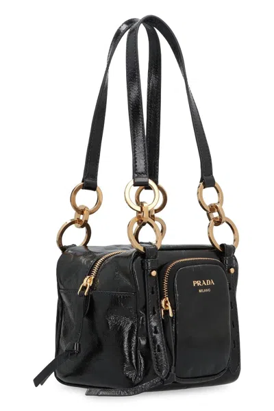 Prada Dangle Leather Boston Bag