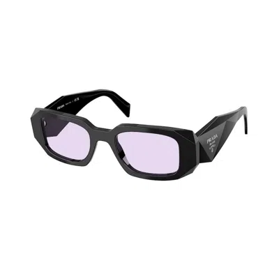Prada Geometric Rectangle Acetate Sunglasses In Black