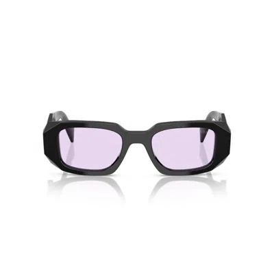 Prada Geometric Rectangle Acetate Sunglasses In Black