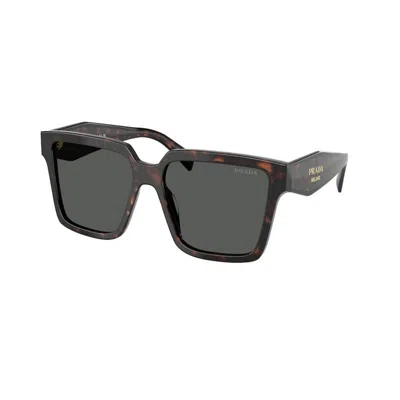 Prada Oversized Geometric Eyewear With Dark Grey Lenses In Brown