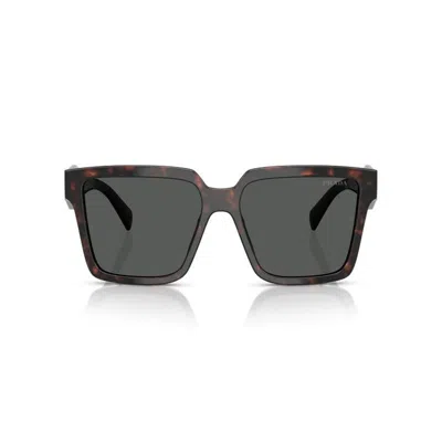 Prada Oversized Geometric Eyewear With Dark Grey Lenses In Brown