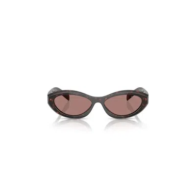 Prada Womens Brown Pr 26zs Oval-frame Acetate Sunglasses In Brown