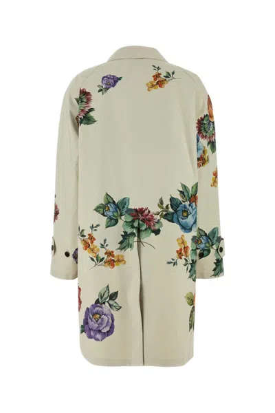Prada Women Printed Cotton Overcoat In Neutral