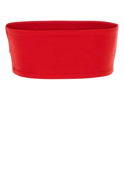 Prada Crop-top In Lana Rossa Donna In Red