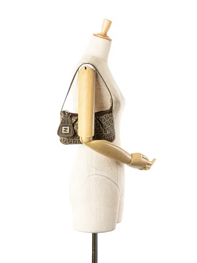 Pre-owned Fendi 2000-2010 Zucchino Coated Canvas Pochette Shoulder Bag