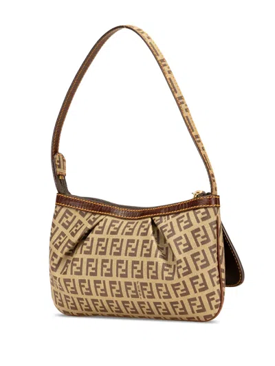 Pre-owned Fendi 2000-2010 Zucchino Coated Canvas Pochette Shoulder Bag