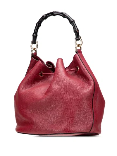Pre-owned Gucci 2000-2015 Pebbled Calfskin Miss Bamboo Bucket Bag