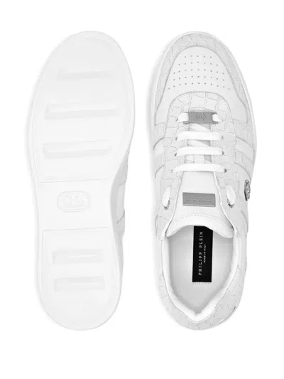 Philipp Plein Crocodile-effect Leather Trainers In White