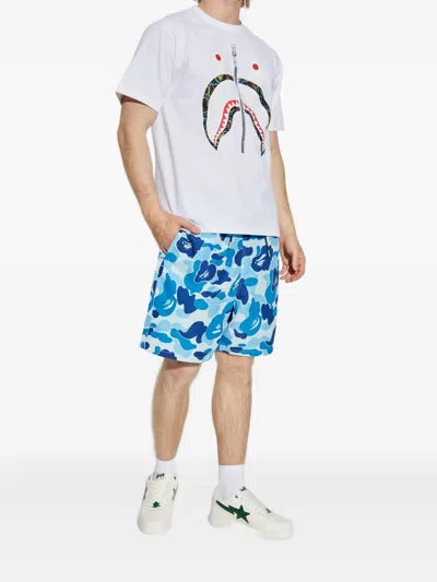 A Bathing Ape Camouflage-pattern Drawstring Shorts In Blue