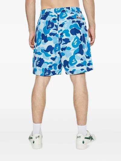 A Bathing Ape Camouflage-pattern Drawstring Shorts In Blue
