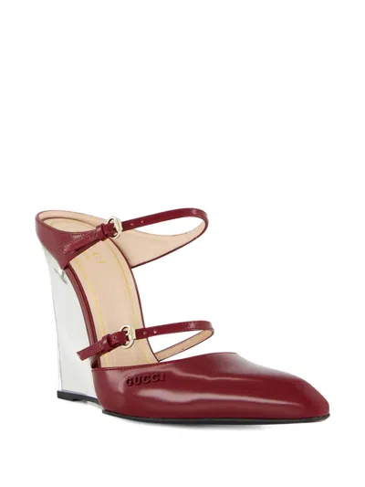 Gucci Pointed Toe Transparent Heel Wedge Pumps