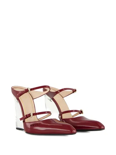 Gucci Pointed Toe Transparent Heel Wedge Pumps