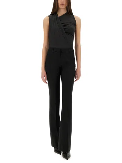 Pt Torino Flared Trousers Belt Loops In Black