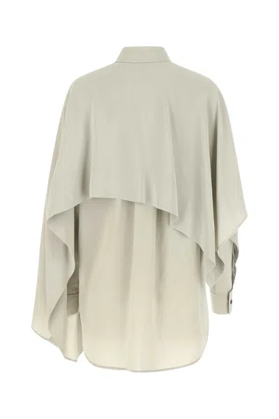 Quira Silk Blouse With Flounces And Asymmetric Hem In Gray