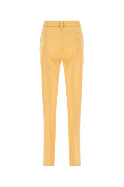 Quira Wool Trousers With Back Pockets And Belt Loops In Yellow