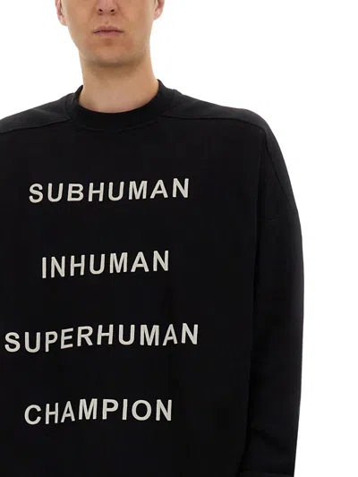 Rick Owens X Champion Text Print Sweatshirt In Black