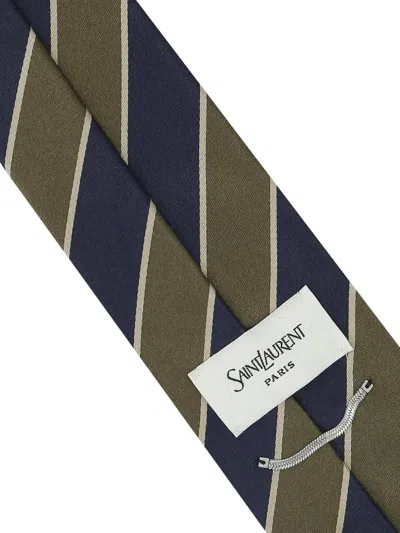 Saint Laurent Striped Tie Silk In Multi