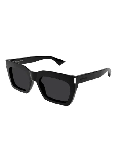 Saint Laurent Black-black-black Recycled Acetate Sunglasses In Black
