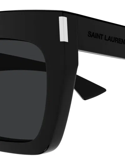 Saint Laurent Black-black-black Recycled Acetate Sunglasses In Black