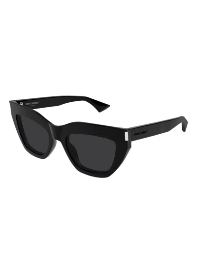 Saint Laurent Black-black-black Recycled Acetate Sunglasses In Black