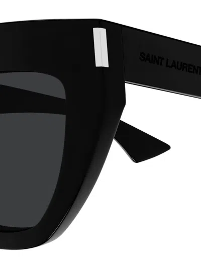 Saint Laurent Black-black-black Recycled Acetate Sunglasses In Black