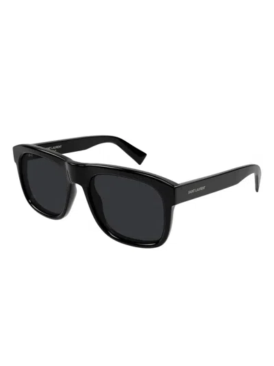 Saint Laurent Sl 790 Linea Corner Angle 001 Black Crystal Sunglasses In Black