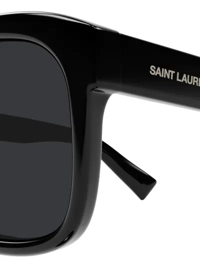Saint Laurent Sl 790 Linea Corner Angle 001 Black Crystal Sunglasses In Black