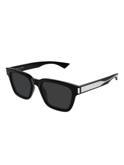 Saint Laurent Black-crystal-black Recycled Acetate Sunglasses In Black