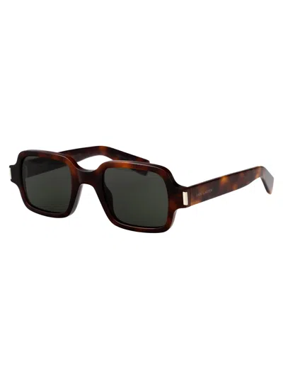 Saint Laurent Havana-havana-grey Acetate Sunglasses In Brown