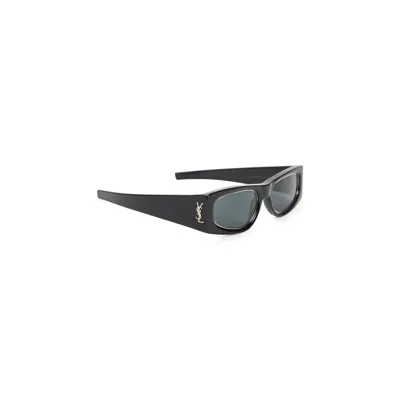 Saint Laurent Black Oval Shield Sunglasses In Black