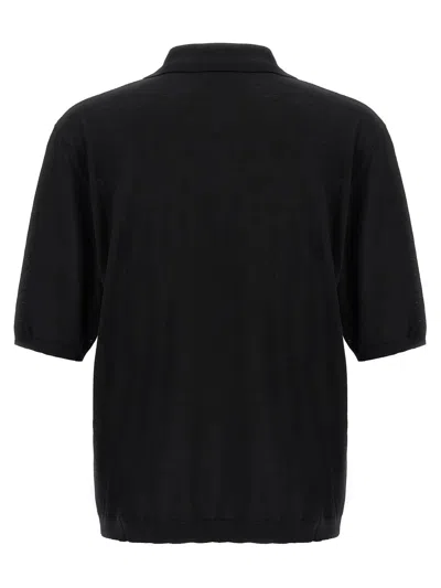 Saint Laurent Black Short Sleeved Wool Polo In Black