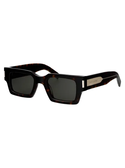 Saint Laurent Sl 572 Linea Corner Angle 001 Black Crystal Grey Sunglasses In Black