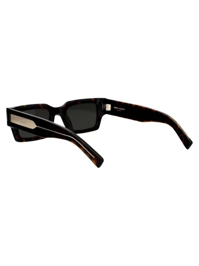 Saint Laurent Sl 572 Linea Corner Angle 001 Black Crystal Grey Sunglasses In Black