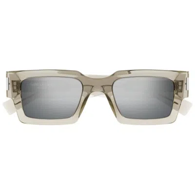 Saint Laurent Beige-beige-silver Resin Sunglasses In Blue