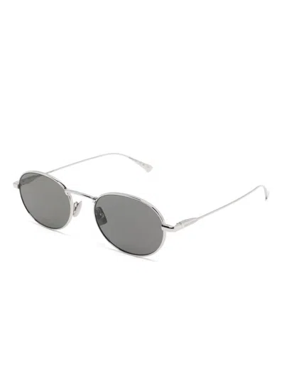 Saint Laurent Silver-silver-grey Metal Sunglasses In Gray