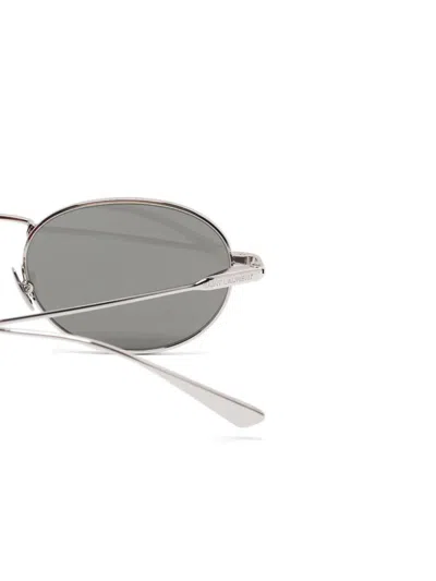 Saint Laurent Silver-silver-grey Metal Sunglasses In Gray