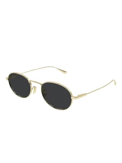 Saint Laurent Gold-gold-black Metal Sunglasses In Black