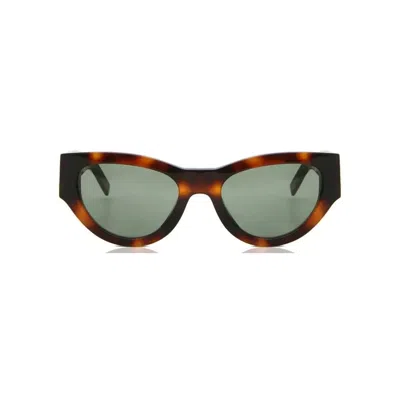 Saint Laurent Havana-havana-green Acetate Sunglasses In Animal Print
