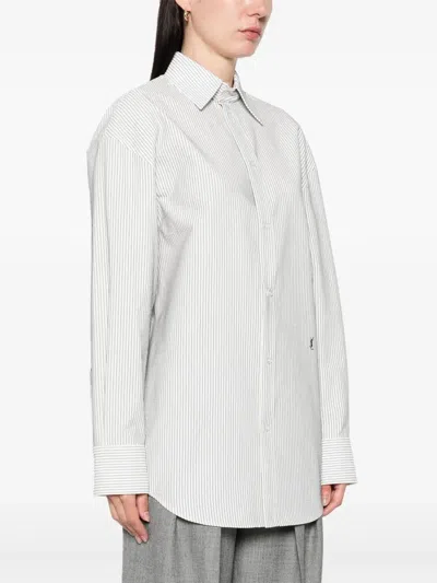 Saint Laurent Striped Cotton Shirt In Gray