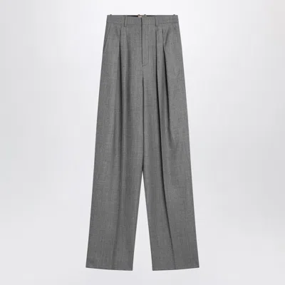 Saint Laurent Wide Light Grey Wool Trousers